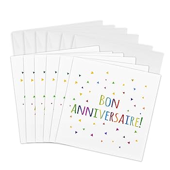 Amazon.com: 3dRose Greeting Cards - Bon Anniversaire - Happy